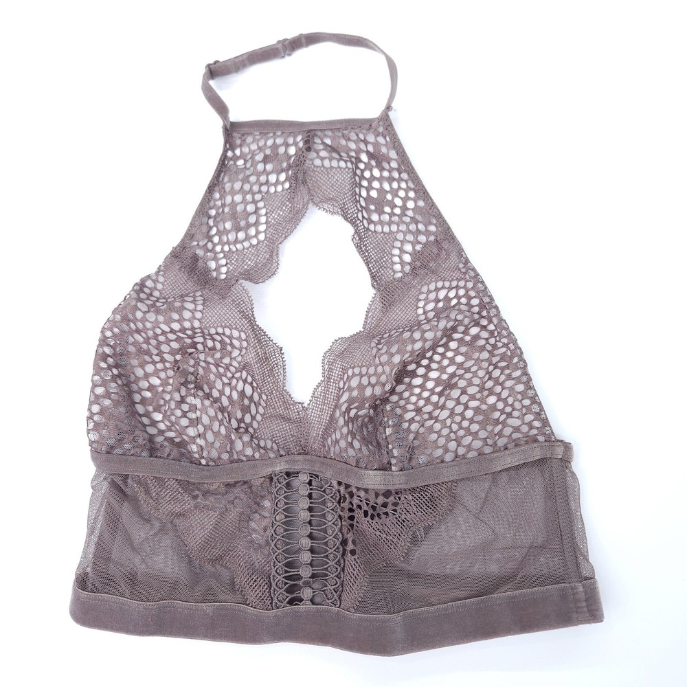 Victoria's Secret Very Sexy Unlined No Wire Bralette Longline Lace Brown Small